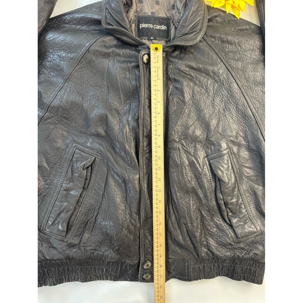 Pierre Cardin Leather Bomber Jacket XL Mens Black Excellent Vintage Quilted - Picture 15 of 16